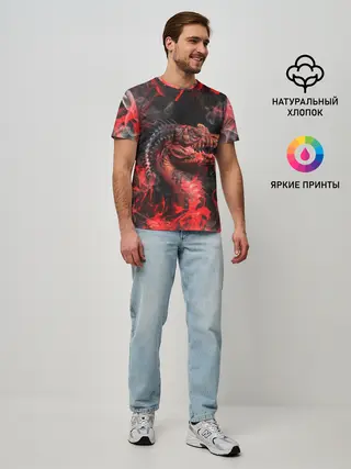 Мужская базовая футболка / Опасный Динозавр | Red Dino