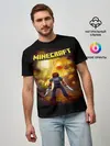 Мужская базовая футболка / Стив против огненных Гаст | Minecraft