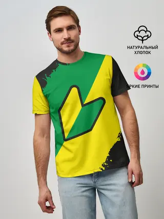 Мужская базовая футболка / JDM GREEN YELLOW LOGO