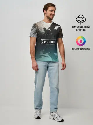 Мужская базовая футболка / Days gone отражение Дикона