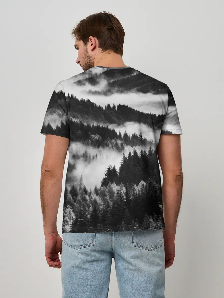 Мужская базовая футболка / ТУМАННЫЙ ЛЕС / МРАЧНЫЙ ЛЕС