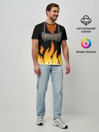 Мужская базовая футболка / VALHEIM косплей с бородой
