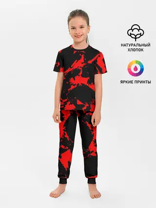 Детская пижама с брюками / Красный на черном