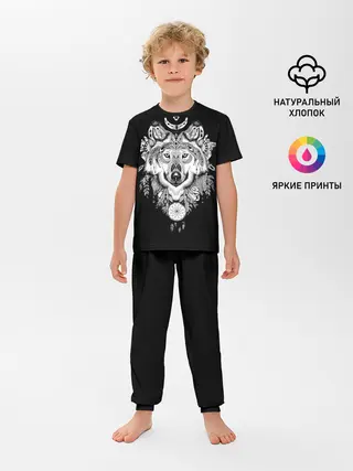 Детская пижама с брюками / Ацтекский волк