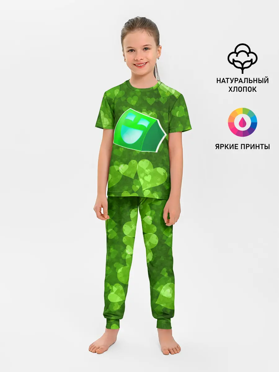 Детская пижама с брюками / Geometry Dash | Green Love