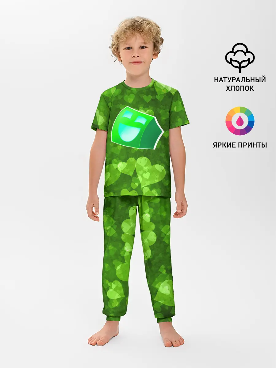 Детская пижама с брюками / Geometry Dash | Green Love