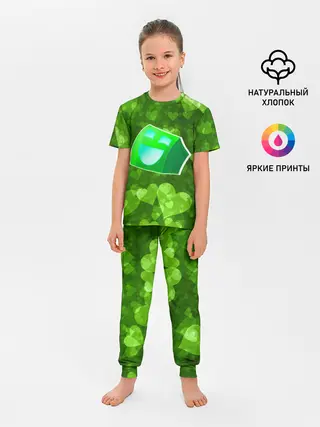 Детская пижама с брюками / Geometry Dash | Green Love