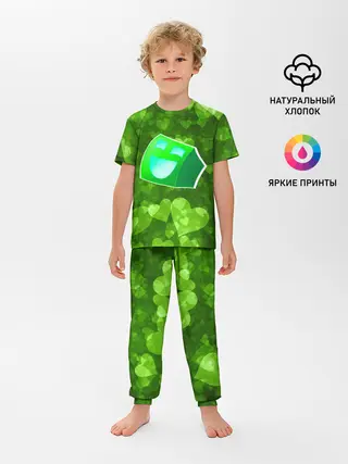 Детская пижама с брюками / Geometry Dash | Green Love