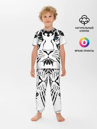 Детская пижама с брюками / Водяной голубоглазый тигр