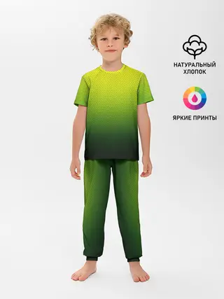 Детская пижама с брюками / Зелёная текстура