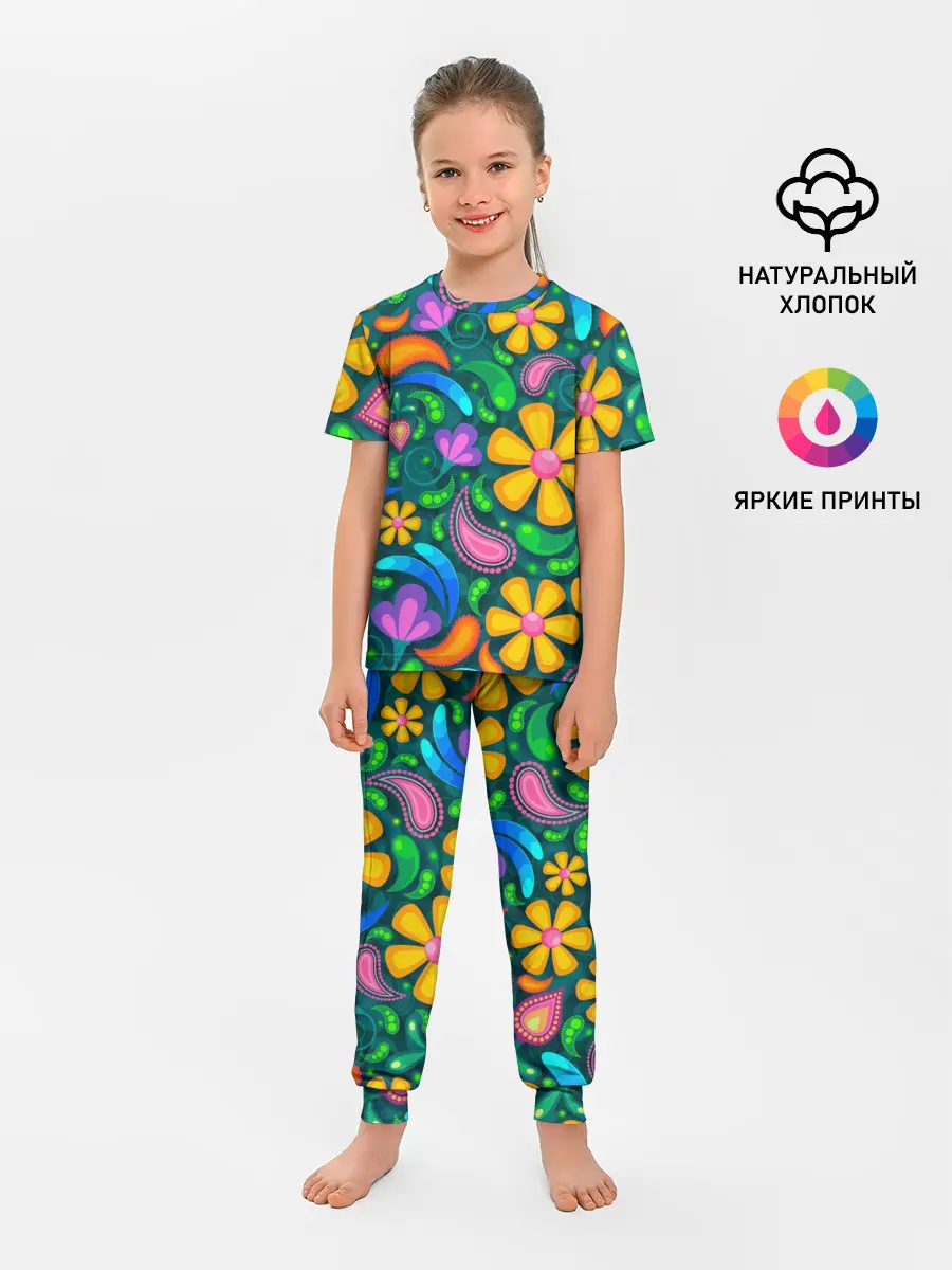 Детская пижама с брюками / ЯРКИЕ ЦВЕТЫ