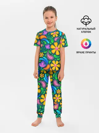 Детская пижама с брюками / ЯРКИЕ ЦВЕТЫ