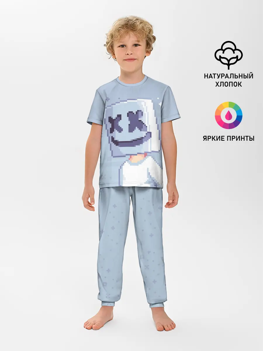 Детская пижама с брюками / Marshmello Pixel