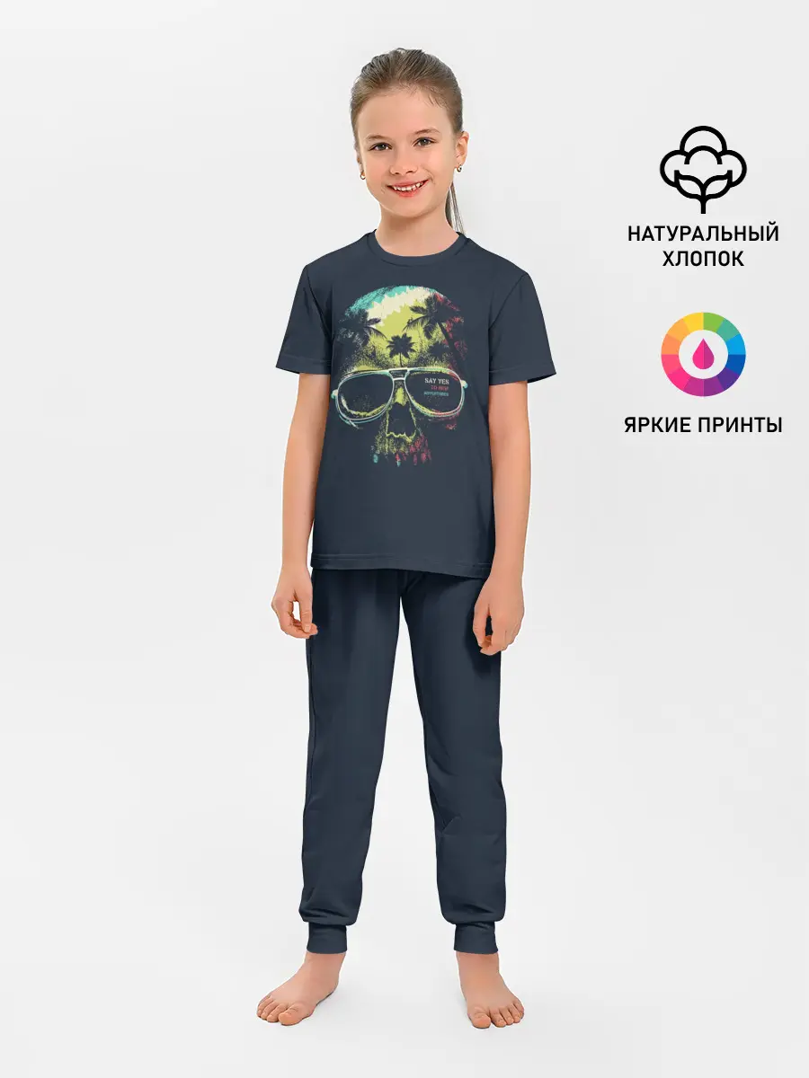 Детская пижама с брюками / Череп в тропиках