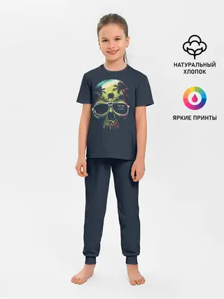 Детская пижама с брюками / Череп в тропиках