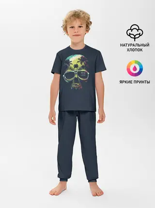 Детская пижама с брюками / Череп в тропиках
