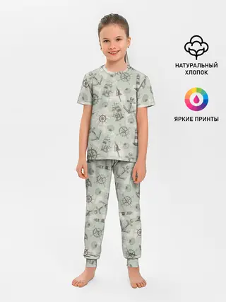 Детская пижама с брюками / Морская карта