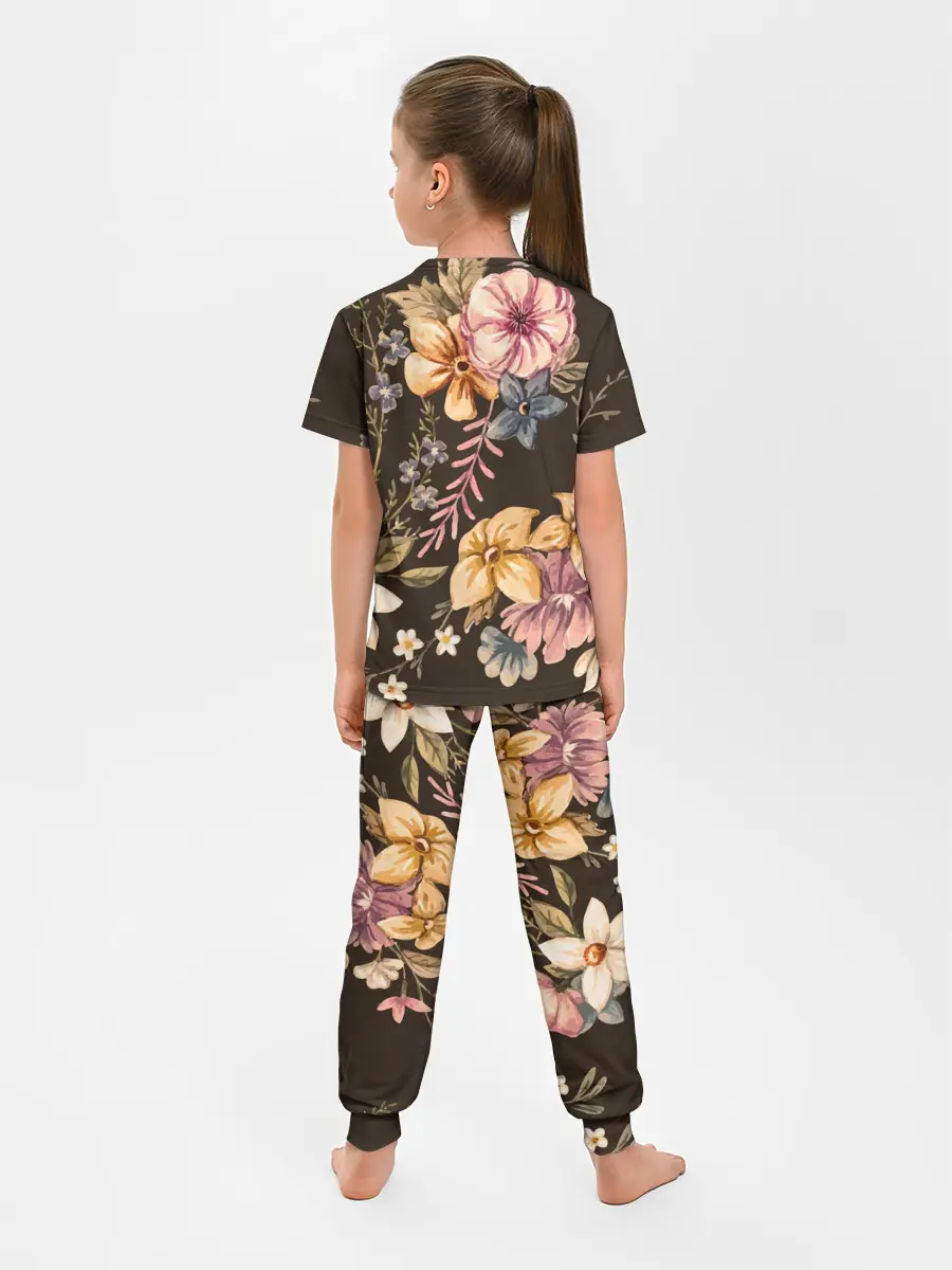 Детская пижама с брюками / цветы