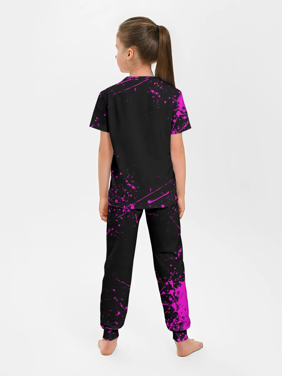 Детская пижама с брюками / Дзётаро указывает фиолетовые брызги