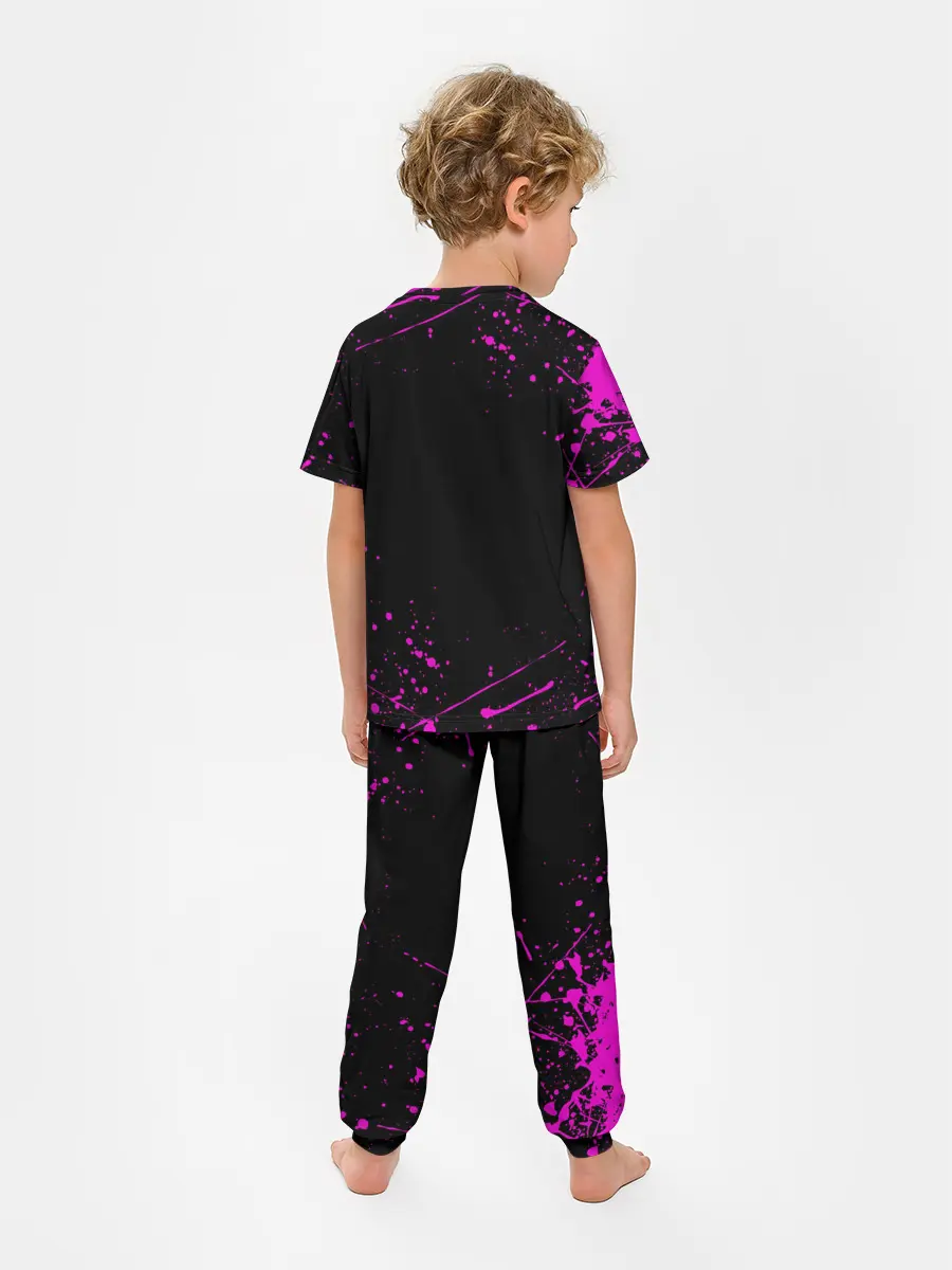Детская пижама с брюками / Дзётаро указывает фиолетовые брызги