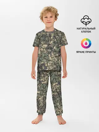 Детская пижама с брюками / Камуфляж Зеленый Слоник