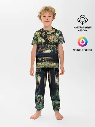 Детская пижама с брюками / НОЧЬ В ЛЕСУ