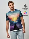 Мужская базовая футболка / ПЕЙЗАЖ НАД ЗВЕЗДАМИ