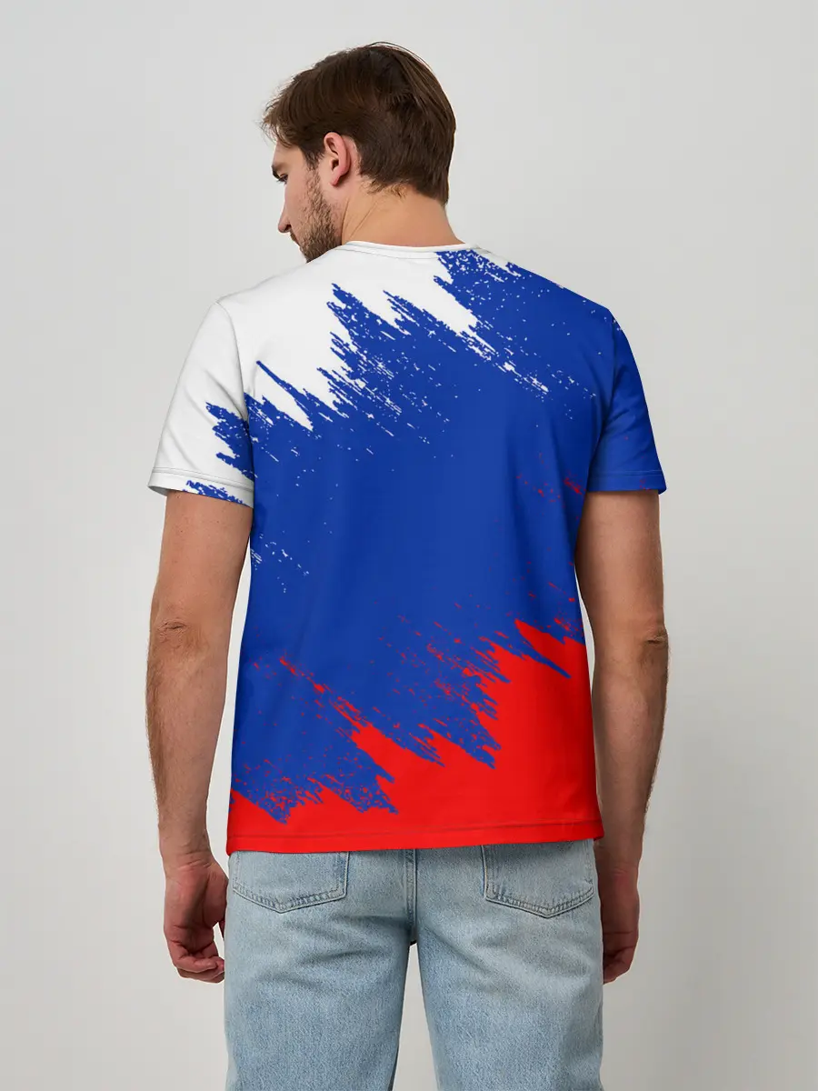 Мужская базовая футболка / РОССИЯ ТРИКОЛОР