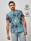 Мужская базовая футболка / Абстрактный цветок. Голубой.