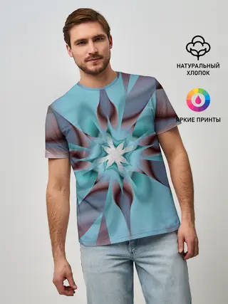 Мужская базовая футболка / Абстрактный цветок. Голубой.