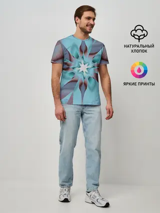 Мужская базовая футболка / Абстрактный цветок. Голубой.