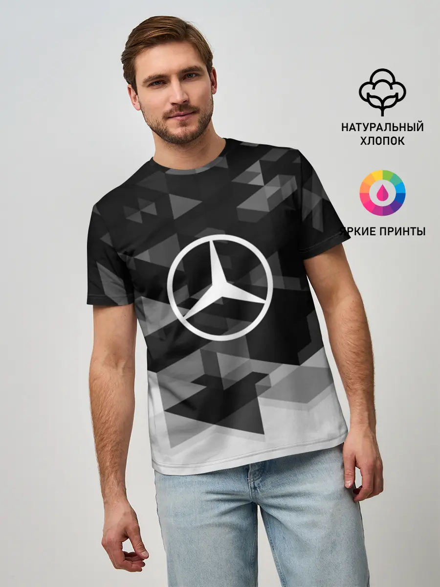 Мужская базовая футболка / Mercedes sport geometry