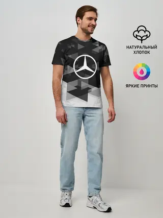 Мужская базовая футболка / Mercedes sport geometry
