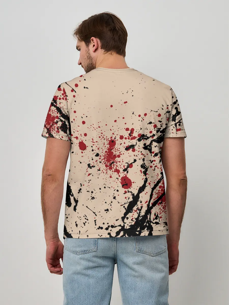 Мужская базовая футболка / Череп Хипстер Брызги Краски