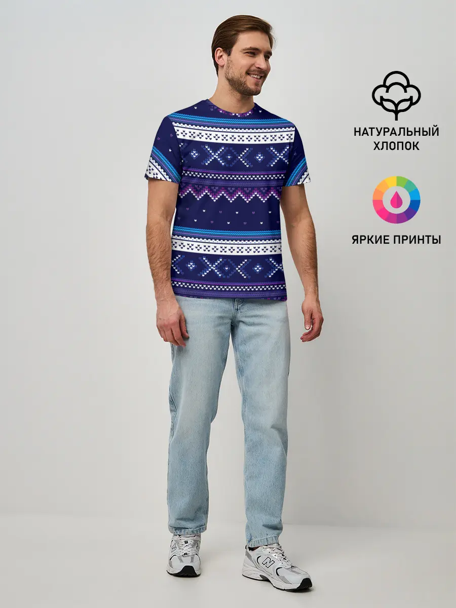 Мужская базовая футболка / Яркий узор 2