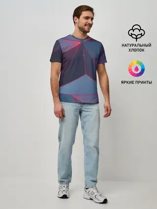 Мужская базовая футболка / Неоновый треугольник.