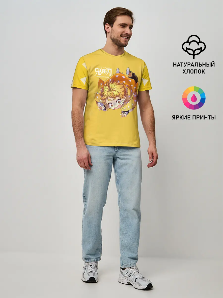 Мужская базовая футболка / Зеницу Агацума Kimetsu no Yaiba
