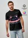 Мужская базовая футболка / Face Off- Moon cat
