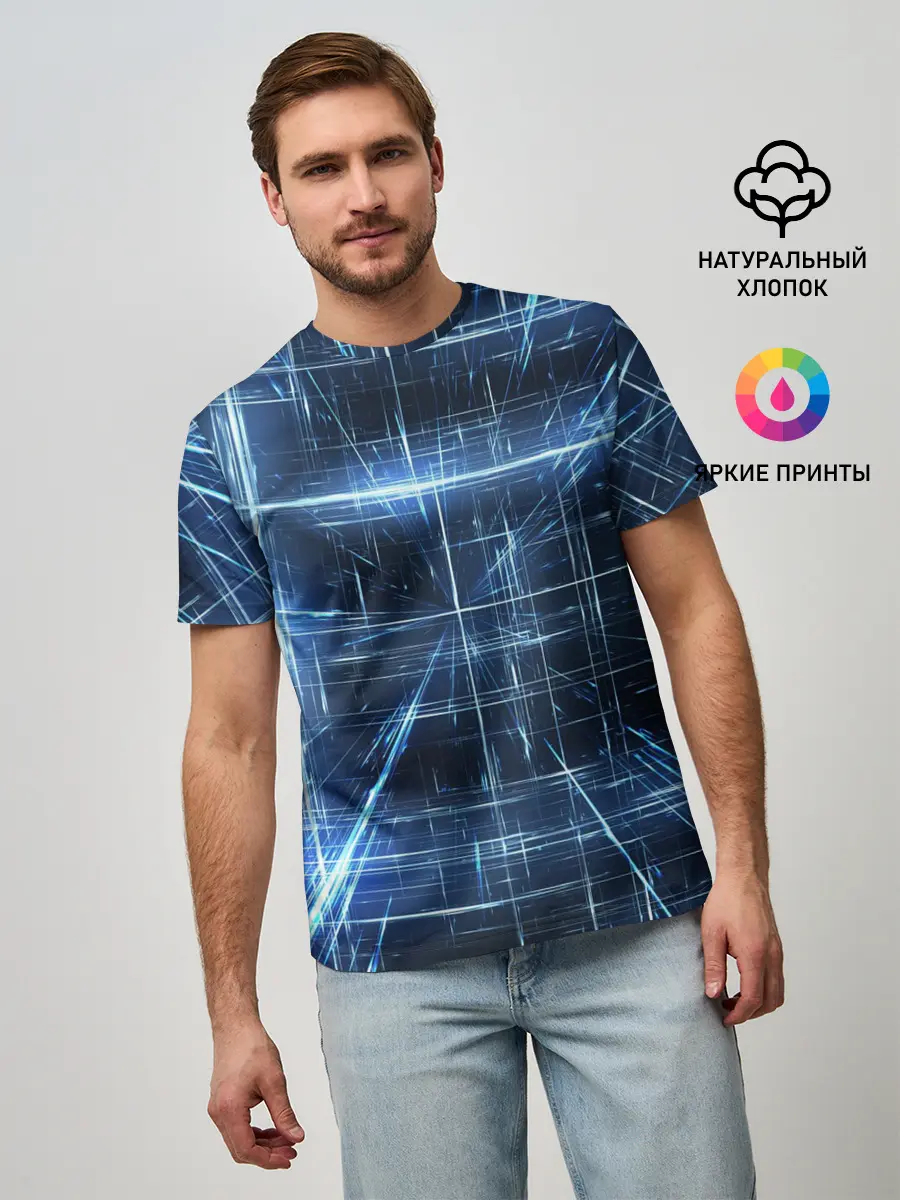 Мужская базовая футболка / Линии неона