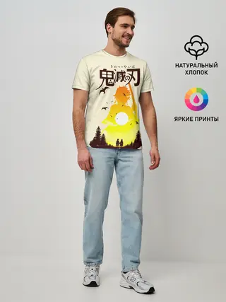 Мужская базовая футболка / Танджиро и Незуко Камадо | Kimetsu no Yaiba