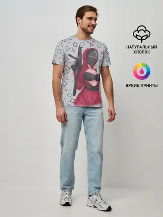 Мужская базовая футболка / ОПАСНЫЙ ТРЕУГОЛЬНИК | ИГРА В КАЛЬМАРА