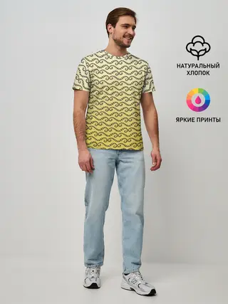 Мужская базовая футболка / рисованный узор усы червячки