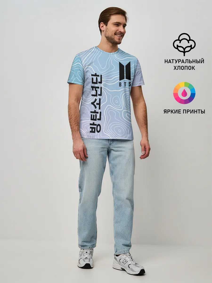 Мужская базовая футболка / BTS / БТС.