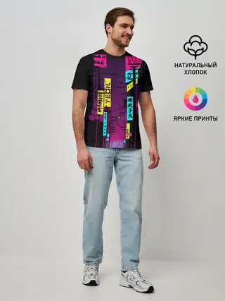 Мужская базовая футболка / Неоновый город