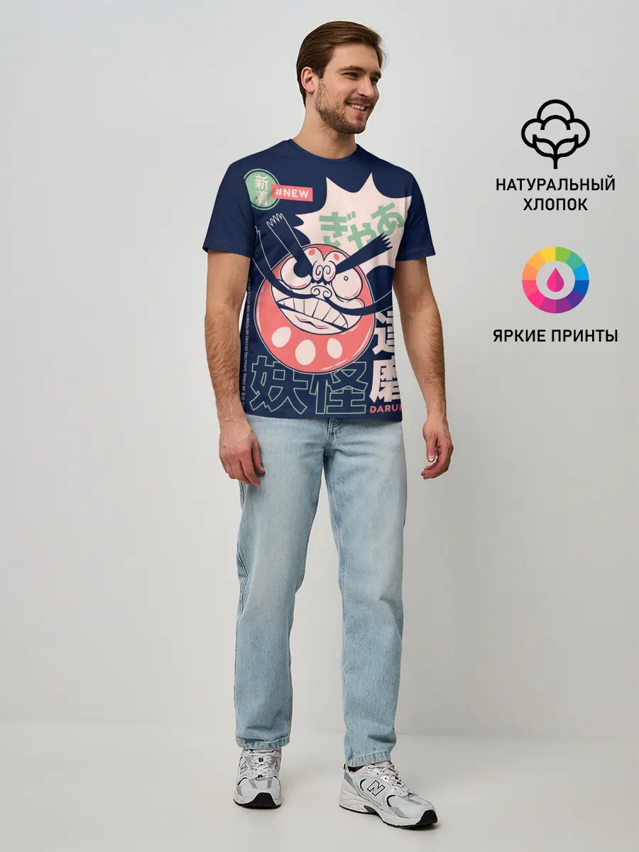 Мужская базовая футболка / Anime Daruma Demon Yokai