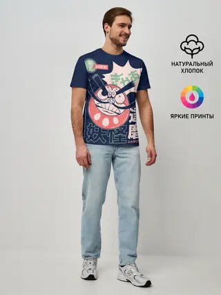 Мужская базовая футболка / Anime Daruma Demon Yokai