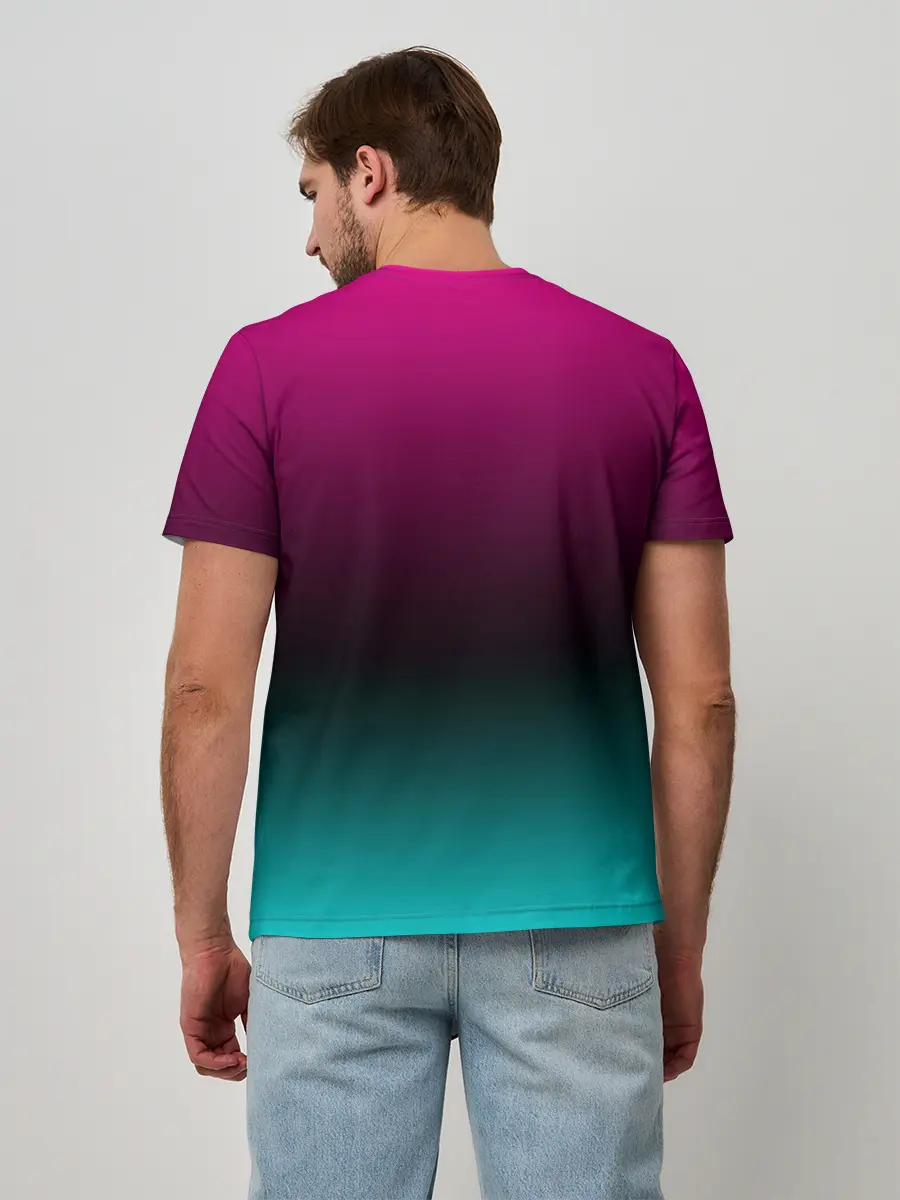 Мужская базовая футболка / РЕТРО ЕДИНОРОГ НЕОН