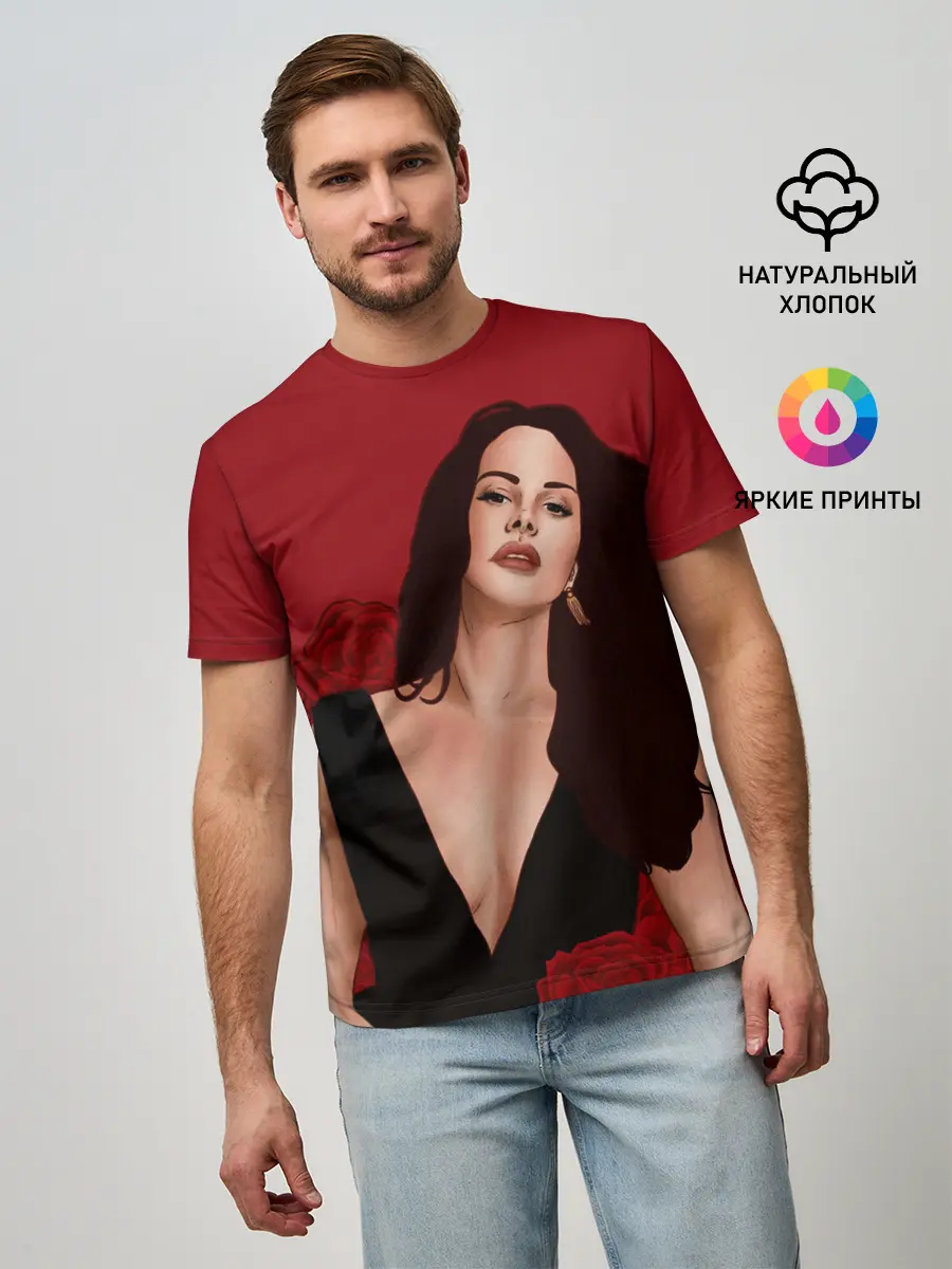 Мужская базовая футболка / Лана в розах