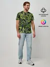 Мужская базовая футболка / Ярко зеленые славянские узоры