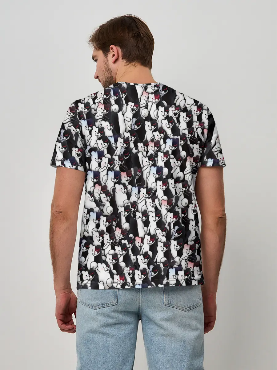 Мужская базовая футболка / Черно-белые медведи